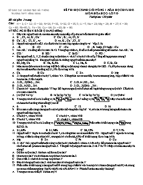 Đề thi học sinh giỏi vòng I năm học 2012 - 2013 môn Hóa học lớp 10 - Trường THPT Hồng Bàng
